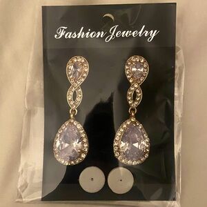 Gold and Silver Crystal Teardrop Earrings